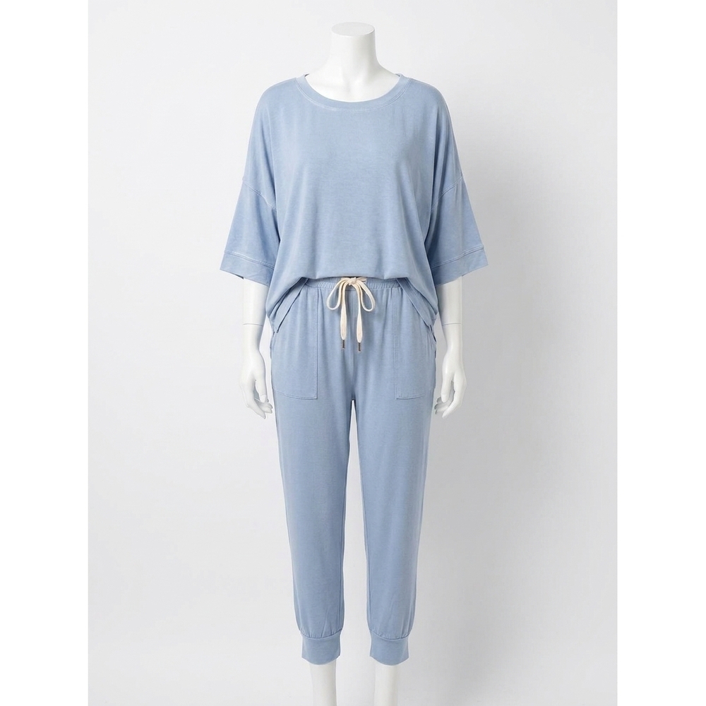 NEW WHITE BIRCH lazy weekend french terry joggers in blue
